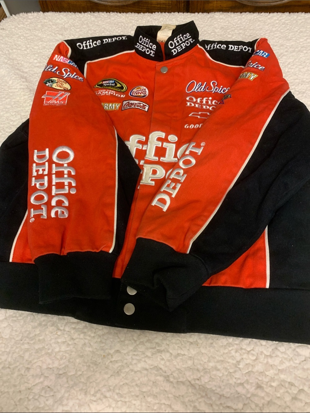 Nascar Office Depot kids Red/Black Vintage uni-Sex Racing Jacket Size XL 18-20